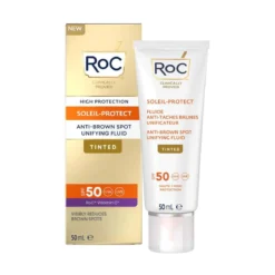 Fluido solare viso SPF50 antimacchie colorato